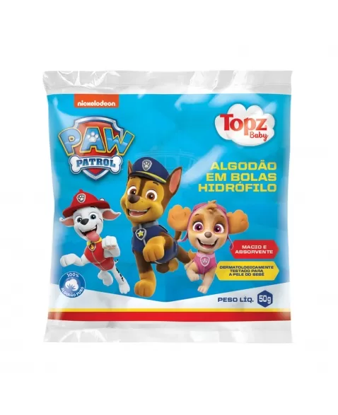 ALGODÃO BOLAS 50G PATRULHA CANINA TOPZ BABY