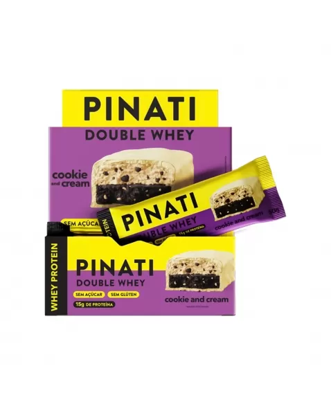 BARRA PINATI DOUBLE WHEY COOKIES AND CREAM 12X50G SUPER SAÚDE