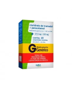 CLORIDRATO TRAMADOL 37,5MG + PARACETAMOL 325MG 20COM A2* ZYDUS