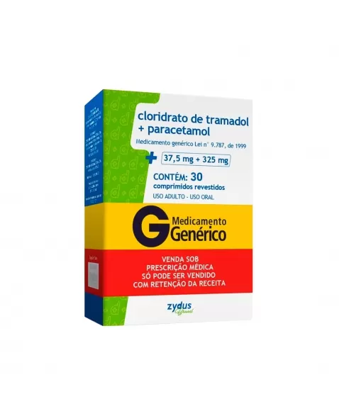 CLORIDRATO TRAMADOL 37,5MG + PARACETAMOL 325MG 30COM A1* ZYDUS