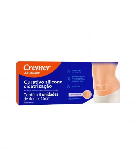 CURATIVO ADVANCED SILICONE PARA CICATRIZAÇÃO 4X15CM C/4 CREMER