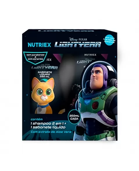 KIT BUZZ LIGHTYEAR SHAMPOO 2 EM 1 250ML + SABONETE LIQUIDO 250ML + ADESIVOS NUTRIEX