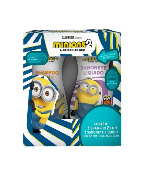 KIT MINIONS SHAMPOO 2 EM 1 250ML + SABONETE LÍQUIDO 250ML + ADESIVOS NUTRIEX