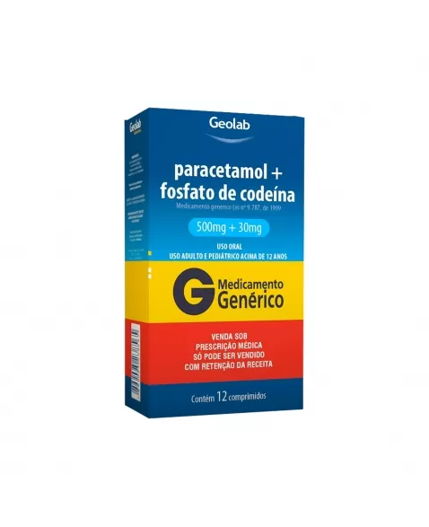 PARACETAMOL + CODEÍNA 500MG + 30MG 12COM A2* GEOLAB