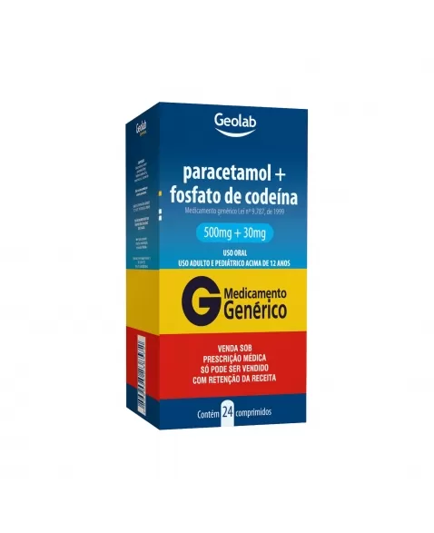 PARACETAMOL + CODEÍNA 500MG + 30MG 24COM A2* GEOLAB