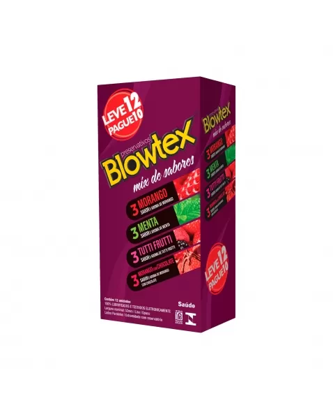 PRESERVATIVO LUBRIFICADO MIX DE SABORES LEVE 12 PAGUE 10 BLOWTEX