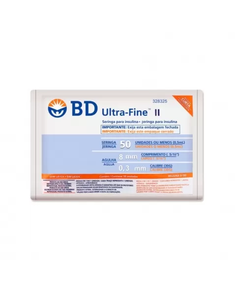 SERINGA INSULINA ULTRA-FINE 0.5ML/50U 8MMX0,30MM 328325 C/10 BD