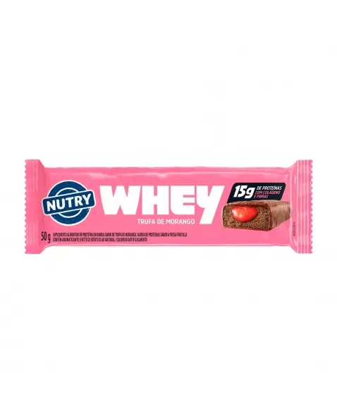 BARRA NUTRY WHEY TRUFA DE MORANGO 50G NUTRIMENTAL