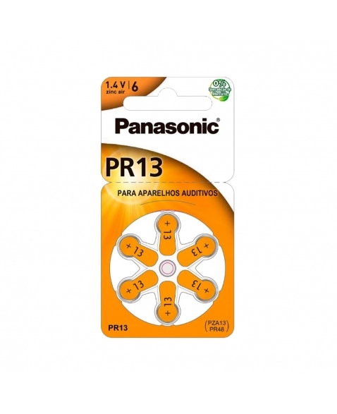 BATERIA 1.4VOLTS APARELHO AUDITIVO PR13 C/6 PANASONIC