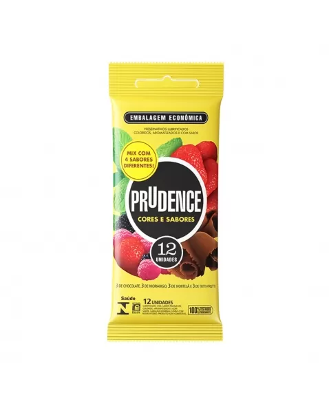 PRESERVATIVO LUBRIFICADO CORES E SABORES MIX C/12 PRUDENCE