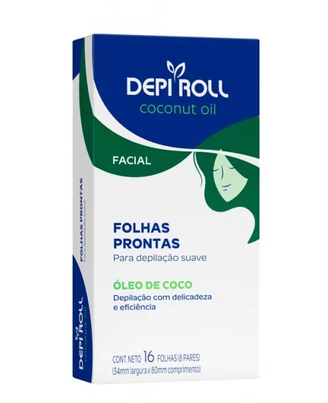 FOLHAS PRONTAS FACIAL ÓLEO DE COCO 8 PARES DEPIROLL