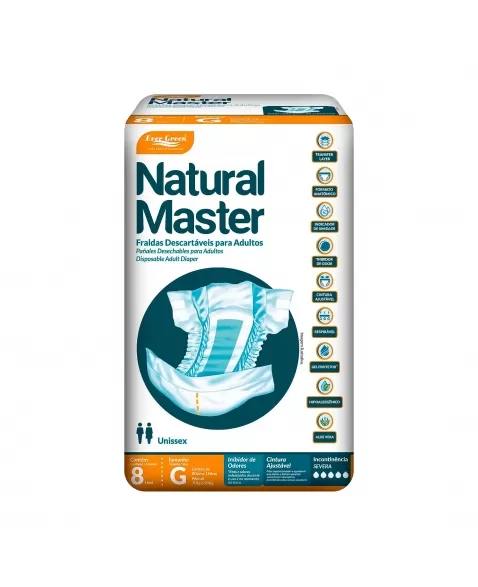 FRALDA DESCARTÁVEL NATURAL MASTER G C/08 EVER GREEN