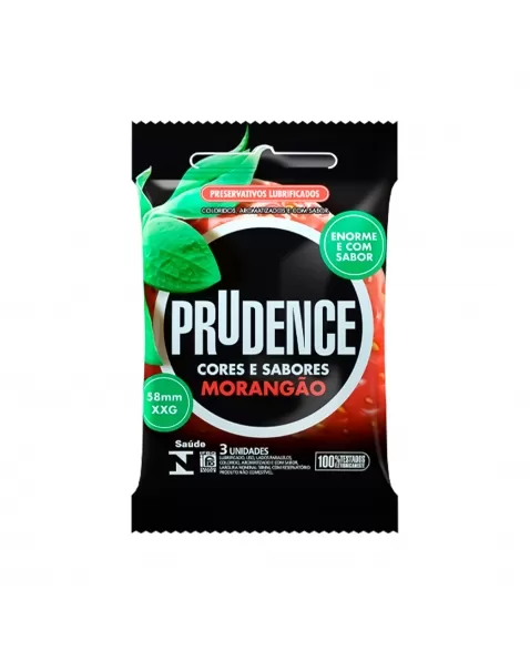 PRESERVATIVO LUBRIFICADO CORES E SABORES MORANGÃO C/3 PRUDENCE