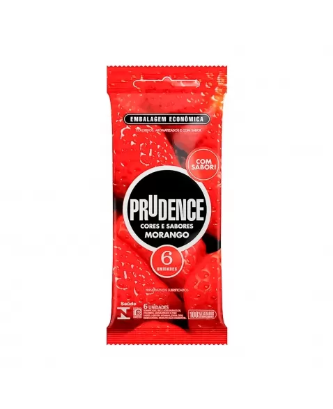 PRESERVATIVO LUBRIFICADO CORES E SABORES MORANGO C/6 PRUDENCE