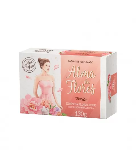 SABONETE BARRA ALMA DE FLORES FLORAL ROSÉ 130G MEMPHIS