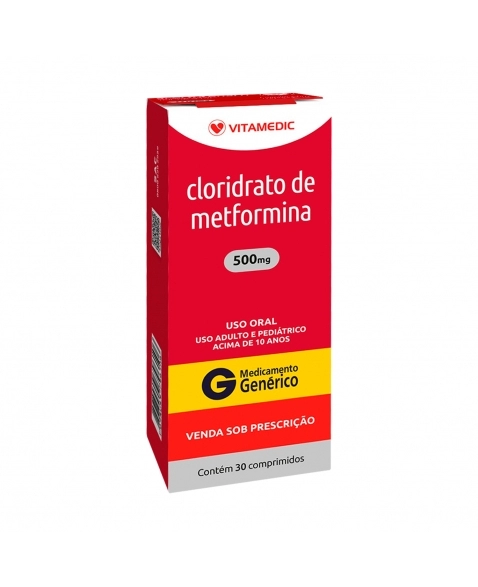 CLORIDRATO METFORMINA 500MG 30COM VITAMEDIC