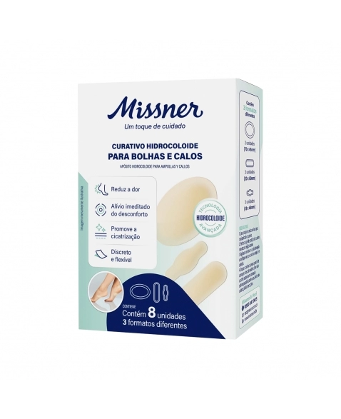 CURATIVO HIDROCOLOIDE BOLHAS E CALOS C/8 MISSNER