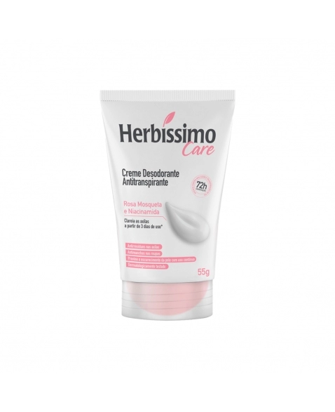 DESODORANTE CREME HERBÍSSIMO CARE BISNAGA ROSA MOSQUETA E NIACINAMIDA 55G DANA