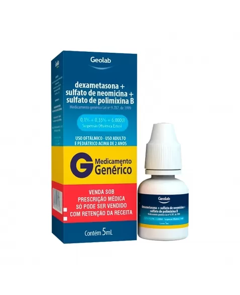 DEXAMETASONA + NEOMICINA + POLIMIXINA B 0,1% + 0,35% + 6000UI 5ML RET* GEOLAB