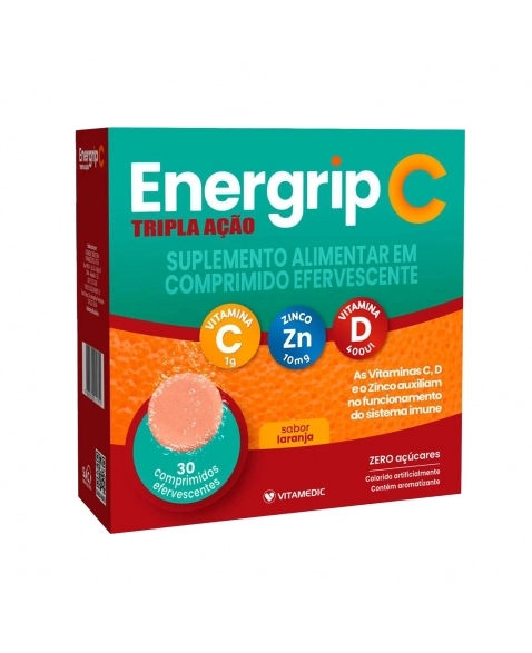 ENERGRIP C TRIPLA ACAO 30COMP EFERVESCENTE VITAMEDIC