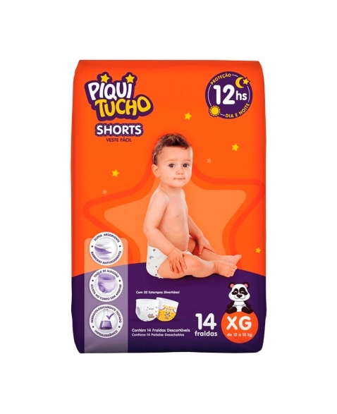 FRALDA DESCARTÁVEL SHORTS XG C/14 PIQUITUCHO