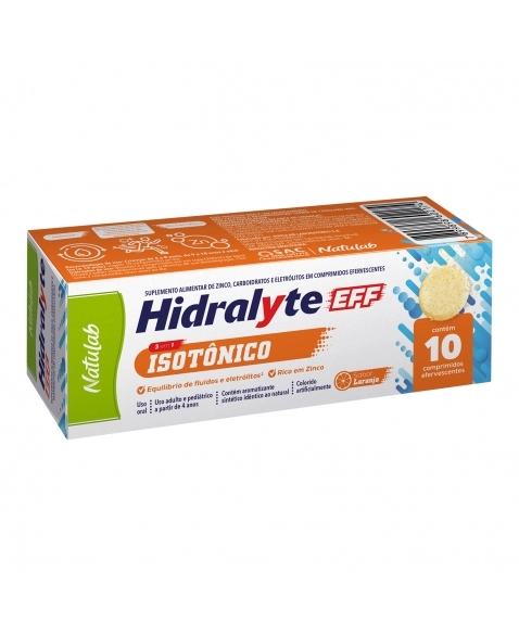 HIDRALYTE EFERVESCENTE LARANJA 10COM NATULAB