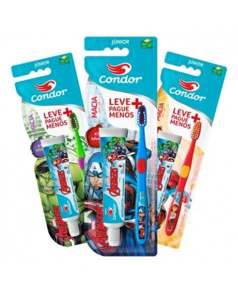 KIT INFANTIL AVENGERS ESCOVA+GEL DENTAL 50G CONDOR