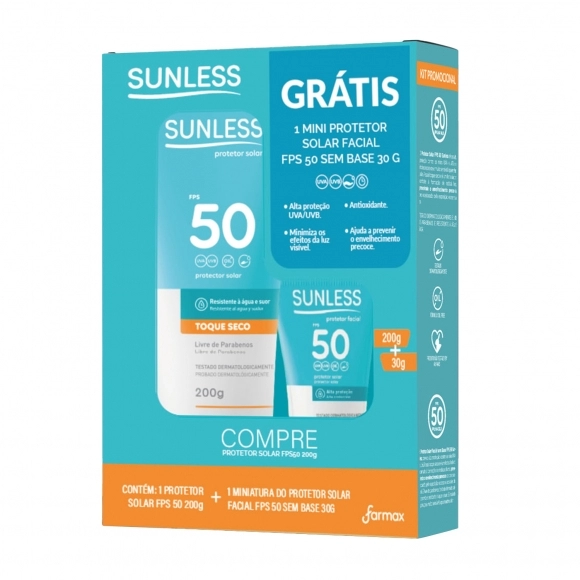 KIT PROMOCIONAL PROTETOR SOLAR FPS50 200G+PROTETOR FACIAL 50G SUNLESS