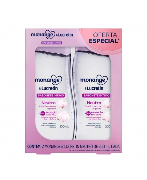 KIT SABONETE LIQUIDO INTIMO NEUTRO C/2 200ML MONANGE