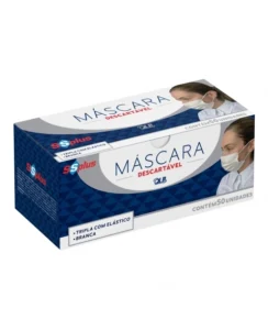 MÁSCARA CIRÚRGICA TRIPLA C/ ELÁSTICO BRANCA C/50 BABYBLESS