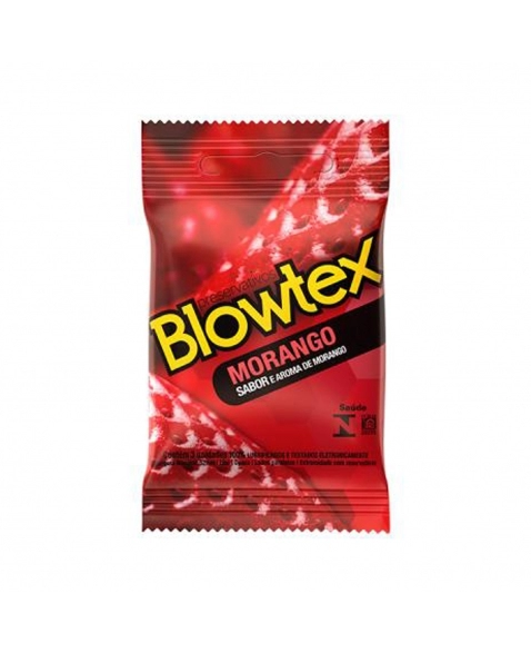 PRESERVATIVO LUBRIFICADO SABOR E AROMA MORANGO C/3 BLOWTEX