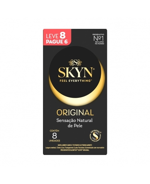 PRESERVATIVO LUBRIFICADO SKYN ORIGINAL LEVE 8 PAGUE 6 BLOWTEX