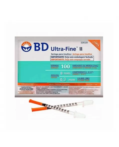 SERINGA INSULINA ULTRA-FINE 1ML/100U 8MMX0,30MM 328328 C/10 BD