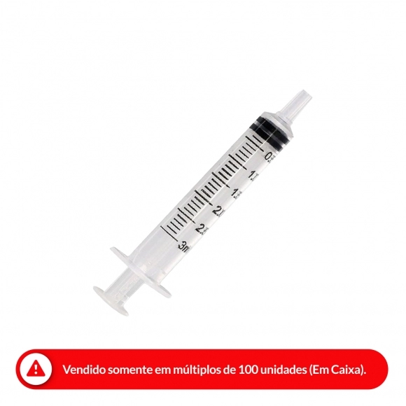 SERINGA HIPODÉRMICA DESCARTÁVEL SEM AGULHA 3ML LUER SLIP MEDIX