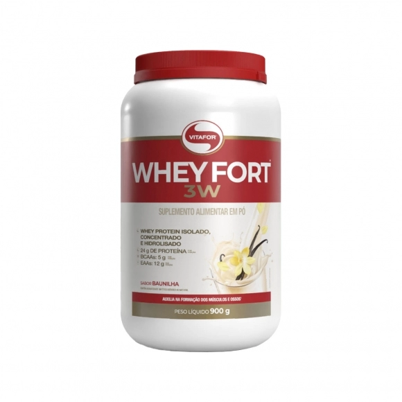 WHEY FORT 3W BAUNILHA 900G VITAFOR