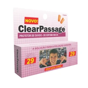 PROTETOR OUVIDO ESPUMA ADULTO C/2 PARES CLEAR PASSAGE