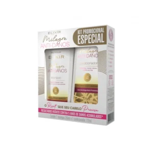 KIT SHAMPOO 250ML + CONDICIONADOR 175ML MILAGRE ANTI DANOS ELIXIR BEAUTYCOLOR