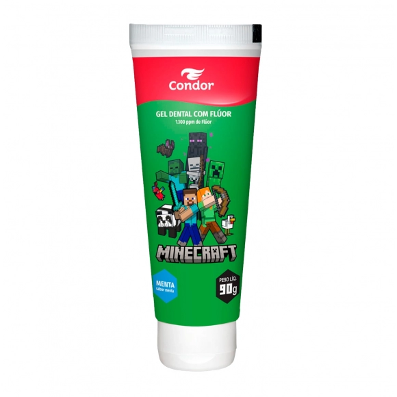 GEL DENTAL COM FLÚOR INFANTIL MINECRAFT 90G CONDOR