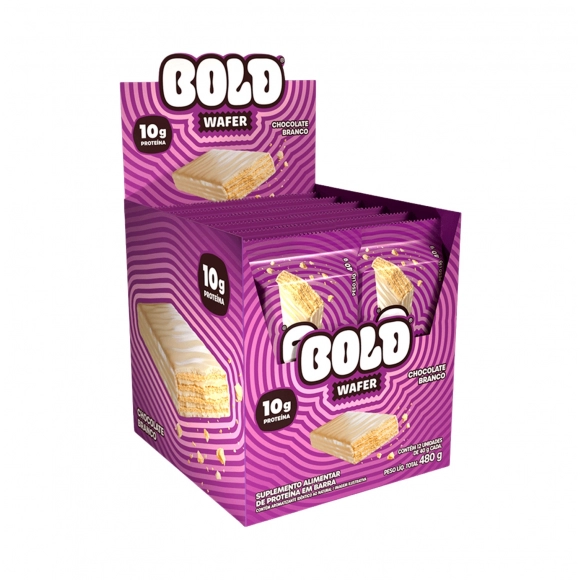 BARRA DE PROTEÍNA WAFER CHOCOLATE BRANCO C/12 40G BOLD