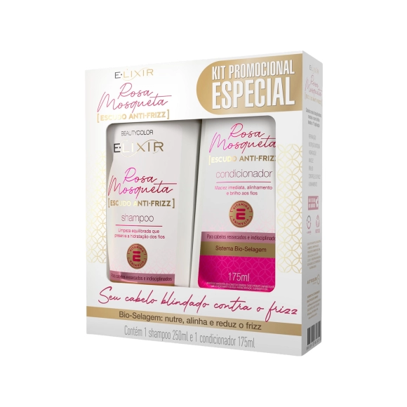 KIT SHAMPOO 250ML + CONDICIONADOR 175ML ROSA MOSQUETA ELIXIR BEAUTYCOLOR